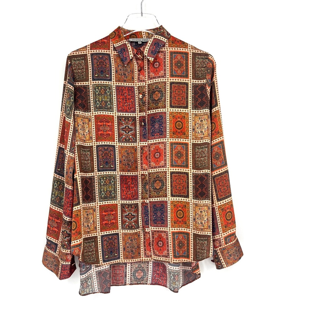 Maison Pere Top Womens US10 / FR42 Patchwork Retro 70s Boho‎ Hippie Artsy